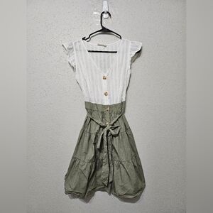 Altar’d State Two-Tone Button Front Mini Dress Size M Cottagecore Ruffle